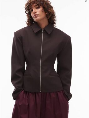 ASOS Dark Brown Tailored Zip Jacket